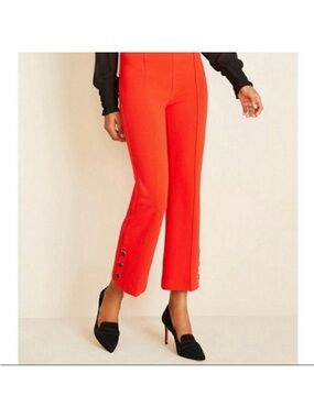 Ann Taylor Coral color Cropped Button-Hem Pants